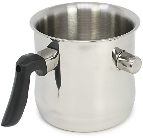 com-four® Milchtopf mit Schüttrand/Simmertopf 1,2 Liter, doppelwandig, spülmaschinengeeignet