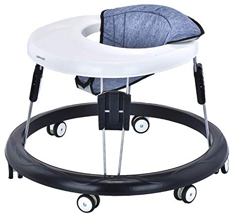 UBRAVOO Verstellbare Lauflernhilfen, Leicht zu reinigendes Tablett, Universal-Rollator Anti-Rollover Folding Walker für Mädchen Jungen 6-18 Monate(Grau)