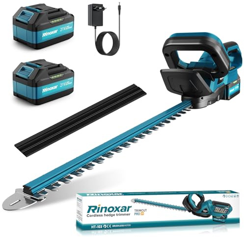 Akku Heckenschere 21V mit 2X 4000mAh Akku, 600W Bürstenlosem Motor, Heckenschere Elektrisch mit 52 cm Schnittlänge, Schnittdurchmesser 15 mm – TrimCut PRO