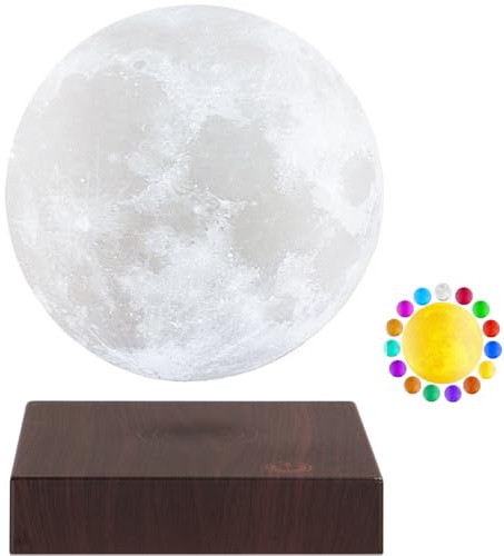 VGAzer mond lampe 3D Druck magnetschwebende mondlicht Lampen Rotierende Schwebende Mondlampe für Zuhause, Büro Decor (Quadratisches Holz Weiß)