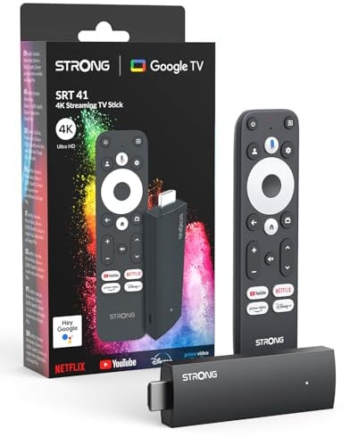 STRONG SRT41 4K UHD Google TV Stick, Android 11, WiFi, Integrierter Chromecast, Google Sprachassistent, HDR10+, Netflix, Prime Video, YouTube, Disney+