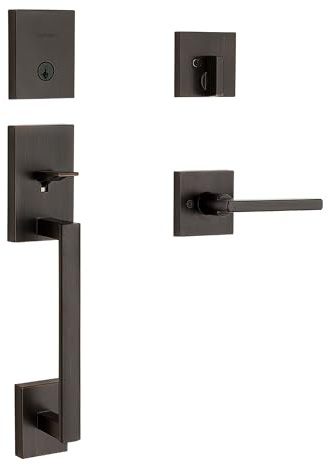 Kwikset 98180-001 San Clemente Vordertürschloss mit Halifax-Hebel, Einzelzylinder, niedriges Profil, mit SmartKey-Sicherheit, venezianischer Bronze, Keyed Entry