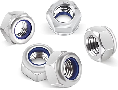 DIN985 50 Stück Sechskantmuttern M8, Leryati Sicherungsmuttern Edelstahl Standard A2 V2A M8 Mutter, Selbstsichernde Muttern Stoppmutter, Sechskant Edelstahlmutter Stoppmuttern Kontermuttern Set