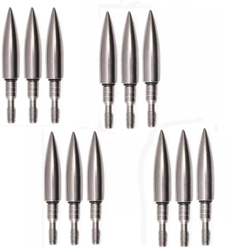 ACCMOS 12Stück Pfeilspitzen für Bogenschießen 70/80/90/100/125/150 Grain Jagd Übung Pfeilspitze Verjüngt Rostfreier Stahl Pfeilspitze (150 Grain)