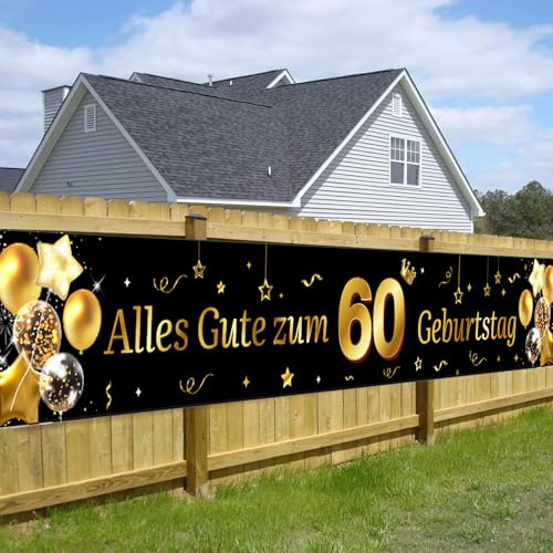 60 Geburtstag Banner Mann 60 Geburtstag Deko Banner Gold Schwarz 40 * 270cm | 60.ter Geburtstag Banner Lange Hintergrund Banner zum 60 Geburtstag Happy 60th Birthday Banner 60.Geburtstagsbanner für mann