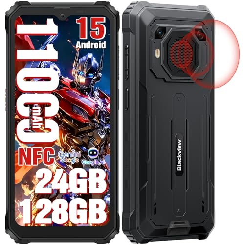 Blackview BV6200 Plus Outdoor Handy 11000mAh 24GB+128GB/2TB, Android 15 Outdoor Smartphone Ohne Vertrag, 98DB Lautsprecher, 6.56 90Hz, IP69K Wasserdicht, Baustellenhandy, 16MP/Dual 4G/OTG/GPS/NFC