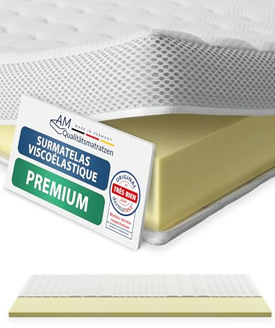 AM Qualitätsmatratzen Visco Topper 200x200cm H2 - Made in Germany - Oeko TEX zertfizierter Memory Foam Topper 200x200 mit Lyocell Bezug - Druckentlastende & viscoelastische Matratzenauflage 200x200