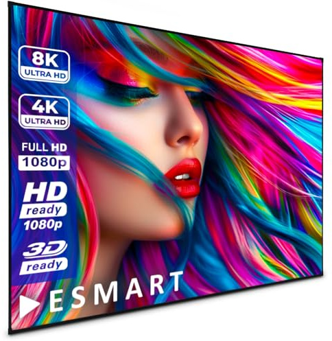 ESMART Expert UKD Rahmenleinwand, Gesamtbreite 268 cm, Tuch: Weiß | Bildfläche 266 × 149 cm, Format 16:9, weißes Tuch für Heimkino und Präsentationen, dauerhaft gespannt