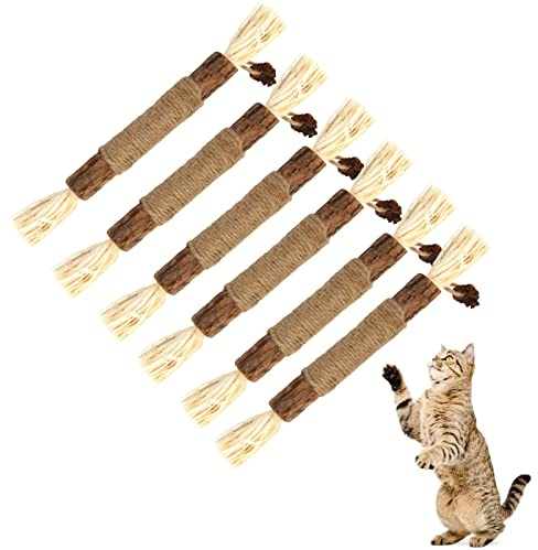 tao Pipe 6 Stück Katzenminze Sticks für Zahnpflege, Katzen Zahnstein und Gegen Mundgeruch Kausticks,Katzenspielzeug Katzen Kaustangen Sticks Natürlich Sicher