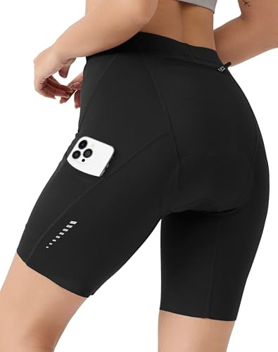 VeloVibe Radlerhose Damen Gepolstert 6D Mit Tasche - Schnelltrocknende Fahrradhose Elastisch Kurz Atmungsaktiv - Breites Dichtes Polster, Schwarz XL