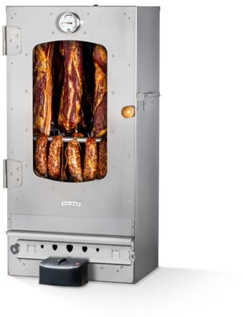 KAISER COMPANY '50' Hochwertiger Elektrischer Räucherofen/Räucherschrank aus Edelstahl I Tragbarer Smoker 80 cm I Perfekt zum Räuchern I Passen bis zu 10kg Fleisch I 2000W I mit Zubehör I NICHTROSTEND