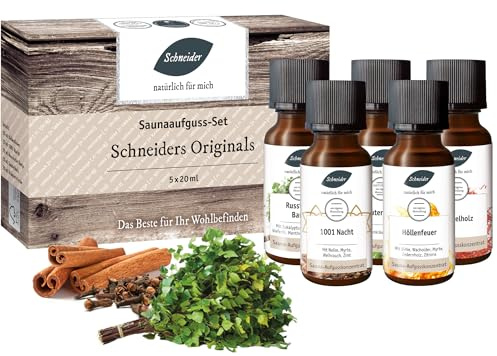 Saunabedarf Schneider - Aufgussset Schneiders Originals 5 x 20 ml Inhalt - winterlicher Saunaaufguss - wohltuender Mix