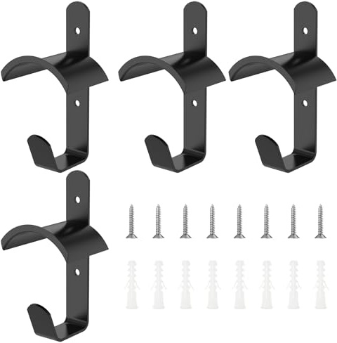 KEGAJEGA 4 Stück Zaumzeughalter mit 4 Haken 8 Nägel 8 Schrauben Trensenhalter Pferd Metall Wandmontage Trensenhalter Schwarz für Stallungen Sattelkammern Sattlereien