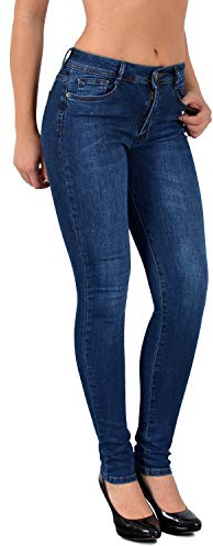 ESRA Damen Jeans Jeanshose Damen Skinny High Waist Hochbund Hose bis Übergröße S300
