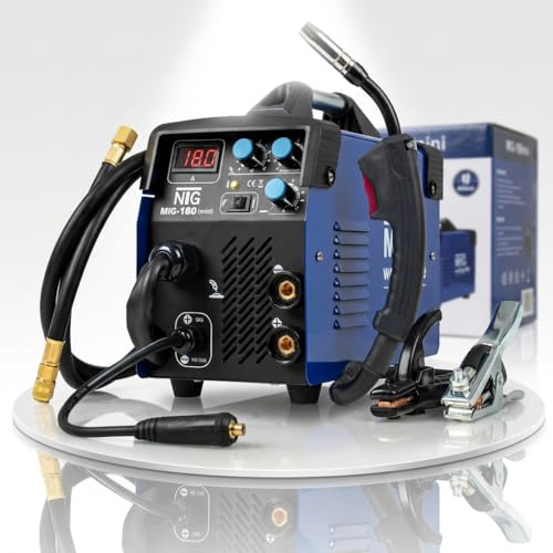 NTG Inverter Schweißgerät MIG-180mini Multifunktionsgerät - 180A MIG MAG | Fülldraht ohne Gas - FLUX Schutzgas Elektrode E-Hand - MMA Digitalanzeige IGBT - für Werkstatt Kfz Auto
