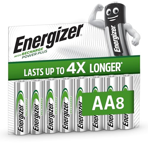 Energizer Recharge Power Plus - AA Akkus (8 Stück) - 2000 mAh NiMH Batterien - Bis zu 5 Jahre nutzbare Batterielebensdauer - Bis zu 1000 mal wiederaufladbar - 100% plastikfreie Recycelbar Verpackung
