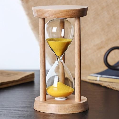 RCYF Sanduhr,Kreative Original Sanduhr Aus Holz Wohnzimmer Ornament, 3/5/10/15/20/30 Minuten Tropfenfester Glastimer Desktop-Dekoration, Für Küche Restaurant Dekorativ,15Min