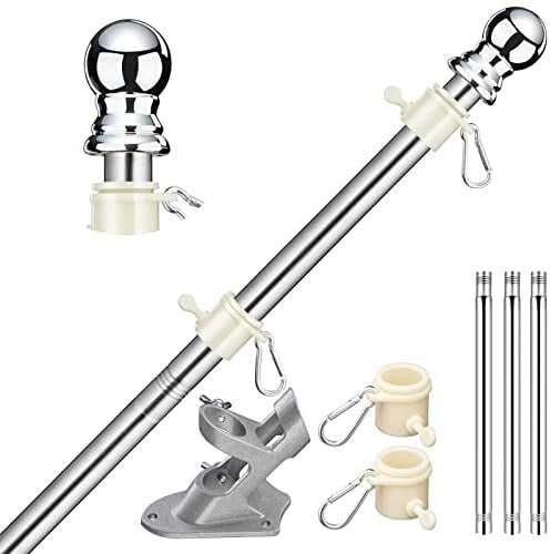 HORSE SECRET Fahnenmast aus Aluminium mit 150cm Fahnenmasthalter aus Edelstahl, Edelstahl Fahnenstange kit mit Drehbaren Ringen