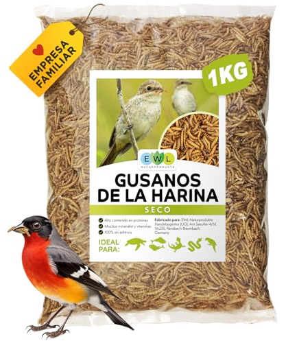 Mehlwürmer getrocknet 1kg = 6500ml Insektensnack für Vögel, Fische, Schildkröten, Nager und Reptilien, Vogelfutter Wildvögel Ganzjährig, Eichhörnchen Futter, Igelfutter
