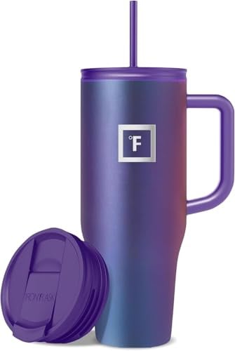 Isoliert Trinkbecher mit Strohhalm Deckel und Griff - 1.2L - Thermobecher Kühlt 11 Stunden und 48 Stunden Eisgekühlt - Vakuum Doppelwandig Edelstahl Tumbler BPA-freie Thermosflasche Kaffeebecher