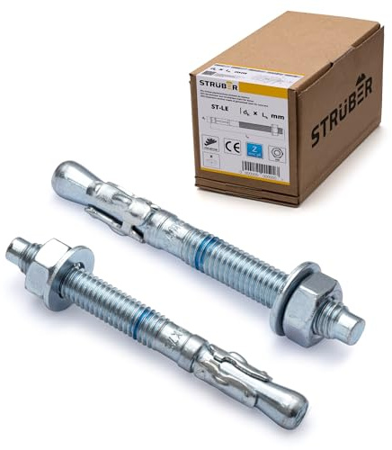 STRÜBER Schwerlastanker verzinkt (M10x100mm / 50 Stück) - Bolzenanker in Industriequalität - Keilanker aus verzinktem Stahl - Schwerlastdübel - Ankerbolzen - Stahlanker