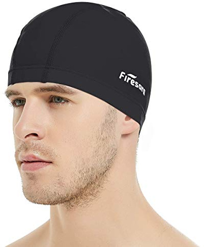 Lycra Badekappe, Firesara Lycra Schwimmkappe Anti-Tränen Beschichtet Gemütlich Kein Beleg für Männer Frau Lange Kurzes Haar Erwachsene Jungs Mädchen
