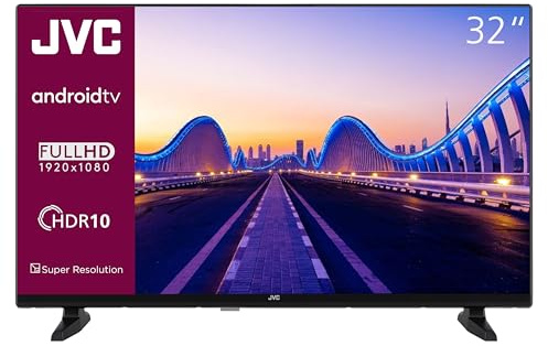 JVC LT-32VAH3355 Fernseher 32 Zoll Android TV HD-Ready Auflösung Smart TV | HDR | 2x HDMI | 1x USB | Bluetooth | Dolby Audio | Works with Google Home | Triple-Tuner DVB-C/-S2/-T2 | Modelljahr 2026