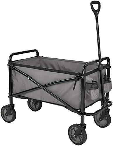 Amazon Basics Zusammenklappbarer Bollerwagen für den Garten, faltbar, mit Abdeckung, für den Außenbereich, 70.1 x 103.89 x 50.8 cm, Grau
