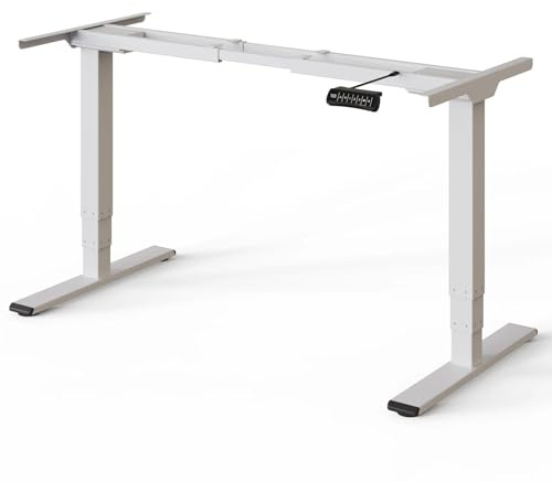 DESKPSACE PRO Plus Höhenverstellbarer Schreibtisch Gestell (elektrisch) - Dual-Motor, Kollisionsschutz, Memory Funktion, USB-Anschluss, Schreibtischgestell Höhenverstellbar, Tischgestell (Weiß)