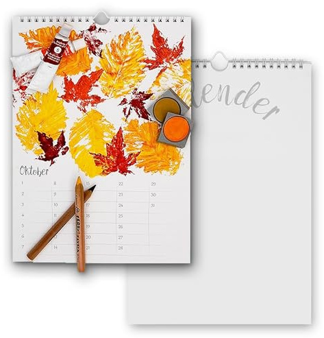 Bastelkalender Immerwährend DIN A4 zum Selbergestalten sanftweiß • Nachhaltiger DIY-Wandkalender zum Aufhängen • extra dicker 250 g/m² Recycling-Karton •Wandplaner