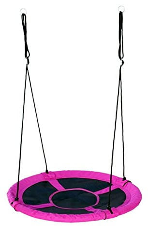 Izzy Nest Schaukel Outdoor, Textilene PE-Kunststoff, Wetterfest, Weiches Nest, Mehrkinderschaukel bis zu 150kg -Pink 110Dx110Bx180Hcm