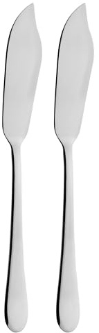 Windsor Carded Neues 2er Set von Fischmessern auf schwarzer/roter Verpackung aus Edelstahl 18/0 – Hochglanzpoliert, kardiert 2FIKWDR/C, Black