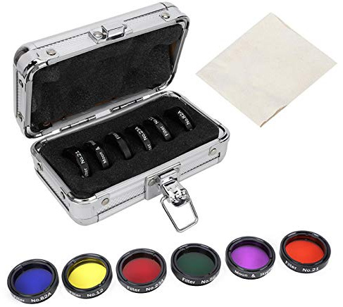 1.25Inch Teleskop Mond Filter, 6pcs Okular Objektiv Filter Kit gelb orange rot blau lila grün, hoher Kontrast Teleskop Filter optische Linse für Mond Planetenbeobachtung