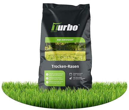 turbogrün® Trockenrasen Rasensamen 3 kg für 105 m² sonnige Standorte | RSM Grassamen für trockene, sonnige Flächen - ideal zur Neuanlage und Nachsaat für einen robusten, hitzeverträglichen Rasen