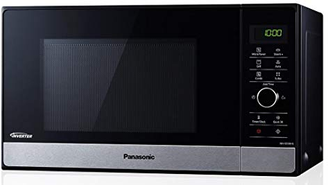 Panasonic NN-GD38HSGTG Inverter-Mikrowellenherd und Grill mit Drehteller, 23 Liter, Edelstahl, 1000 W, 1000 W Grill, 17 automatische Programme, Gitterrost, Schwarz