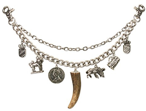 Alpenflüstern Trachten-Charivari Gustl Herren-Trachtenschmuck | Trophäen-Anhänger, Für Lederhose, Echtes Hirschhorn, Antik-silber-farben, HCH010