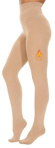 CozyWow Damen Thermostrumpfhosen Strumpfhosen Winter Plüschstrümpfe Warm Fleece Pantyhose wärmende Thermo strumpfhose Hautfarbe M