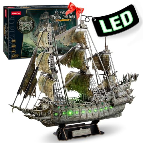 CubicFun 3D Puzzle, Flying Dutchman, 360 Teile, 69cm | Geburtstagsgeschenk, Bürodekorationssets, Piratenschiff, Modellbausatz Schiff, Modellbau, Modellbausatz Erwachsene Kinder