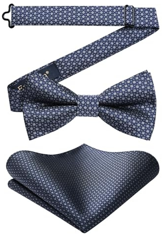 Enlision Herren Fliege mit Einstecktuch - Fliegen für Herren Hochzeit Vorgebunden Schleife Anzug Fliege und Taschentuch Set mit Geschenkbox