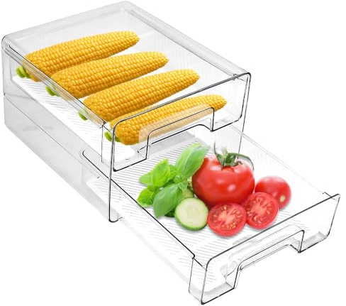 Zuxbolf Kühlschrank Organizer Doppelschichtige Aufbewahrungsbox Stapelbare