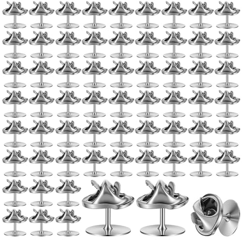 60 Stück Metall Anstecker Pin, Verschlussstift Rückseiten, Schmetterling Pin Clutch für DIY, Krawatten, Hüte, Jacken, Taschen, Silber, aus Eisen