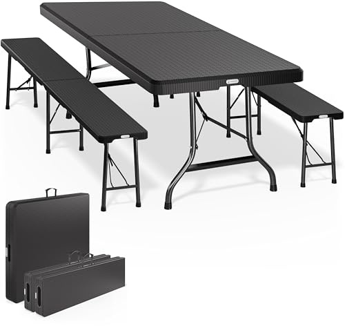 CASARIA® Bierzeltgarnitur 180 cm Klappbar Bierbank Breiter Tisch Kunststoff Bierbänke Biertisch Festzelt Biergarnitur Klapptisch Camping Biergarten