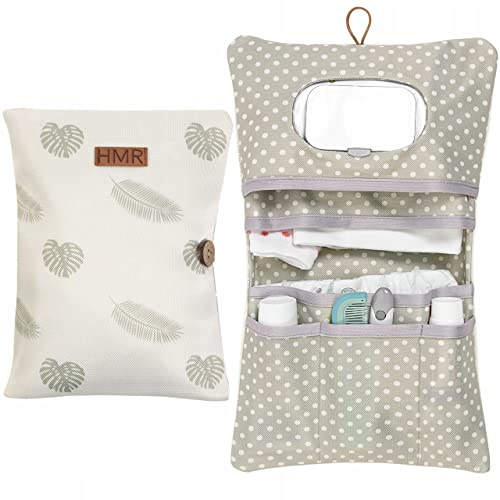 HAMUR HOME Windeltasche Organizer und Kosmetiktasche 2in1 - Kleine Wickeltasche für Unterwegs Mamas Windeln Creme Tücher Baby Organizer