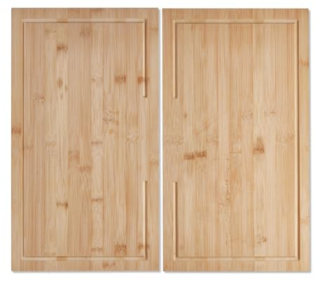 KHG Herdabdeckplatten Bambus 2er-Set je 50x28 cm Holz braun, Kochfeld-Abdeckung für alle Herdarten inkl. Schneidebrett mit Saftrille mit rutschfesten Kunststoff-Füßen