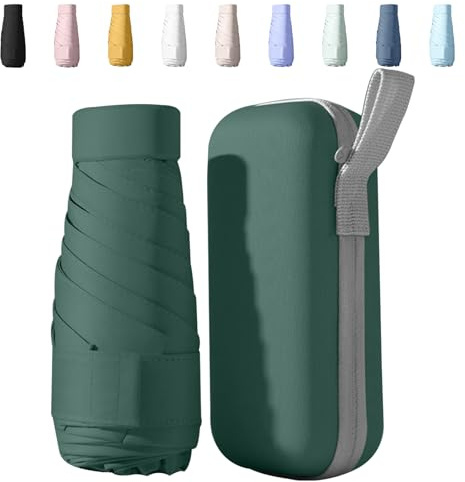 Sykerout Regenschirm, Mini Regenschirm, Taschenschirme, Kompakter Regenschirm Mini Faltbarer Reise Regenschirm Klein Mit Etui, Uv-Regenschirm