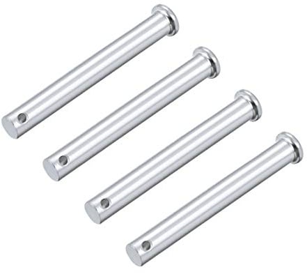 sourcing map 4 Stück Steckbolzen Einloch Gabelbolzen Gabelkopfstifte Flachkopf, 10 mm x 80 mm Splintstift Verzinkung Massiver Stahl Lochbolzen