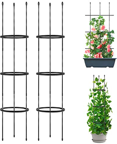 2 Stück Garten-Rankgitter, 2-in-1-Pflanzkäfige und Stützen für Ranken, Topf-/Kletterpflanzen drinnen und draußen, Pflanzenstecker für Blumen, Gemüse, Tomaten, Topfspalier