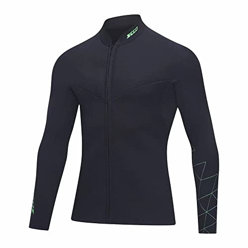 ZCCO Neoprenanzug für Herren, 3mm, mit Reißverschluss vorne, Lange Ärmel, Tauchanzug zum Schwimmen, Schnorcheln, Tauchen, Surfen(3FT-MN-2XL)