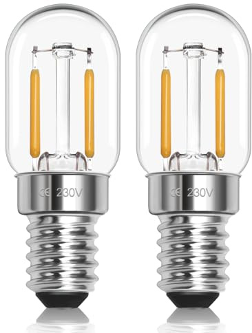 LED Glühbirne E14 Warmweiss 1W 230V, Glühbirne Kühlschrank Led T22 E14 Warmweiß 2700K, Ersatz 10W-15W Halogenlampe, Nicht Dimmbar, für Nachtlicht, Salzlampe, Kronleuchter, Nähmaschine, 2er-Set