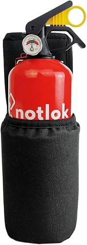 notlok Safety Work 1kg Pulver Feuerlöscher ABC + E < 1000 V + Auto-Halter | 3 Jahre Garantie, Mini Dauerdruck Feuerlöscher Haushalt ideal für Küche und für Auto, entspricht EN 3-7